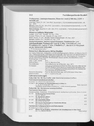 Nebenfach-Studiengang Afrika-Studien