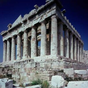 Athen, Akropolis, Westgiebel des Parthenon von Südwesten