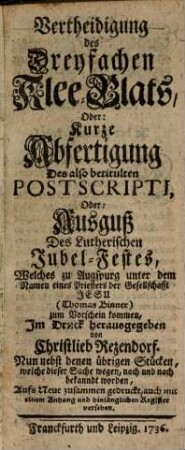 Vertheidigung des dreyfachen Kleeblatts