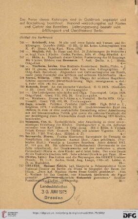 Schluss des Nachtrags (Nr. 745-757)