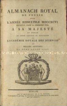 Königlich Preußischer Kalender. 1796