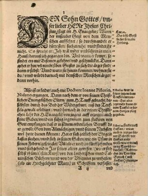 Antwort, Auff die vermeindte Retorsion, des stoltzen auffgeblasnen Golliaths, der sich Doctorem Ioannem Pistorium Nidanum ... nennet ...