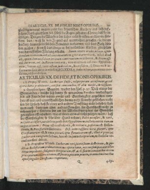 Articulus XX. De Fide, et Bonis Operibus.