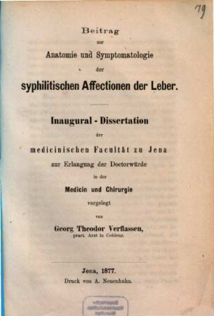 Beitrag zur Anatomie und Symptomatologie der syphilitischen Affectionen der Leber