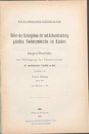 Ueber das Endergebnis der mit Achsenknickung geheilten Vorderarmbrüche bei Kindern