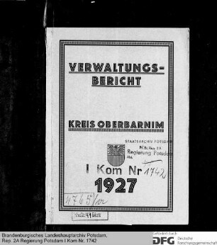 Verwaltungsbericht des Kreisausschusses Oberbarnim für 1927