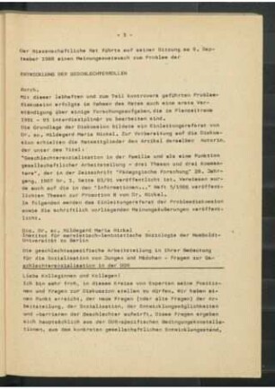 Die geschlechtsspezifische Arbeitsteilung in ihrer Bedeutung für die Sozialisation von Jungen und Mädchen : Fragen zur Geschlechtersozialisation in der DDR