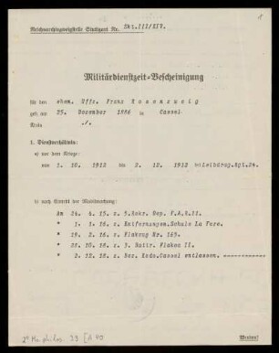 Militärdienst-Bescheinigung