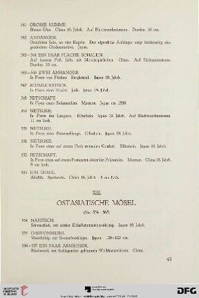 XIII. Ostasiatische Möbel (Nr. 554-565)
