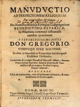 Manuductio ad perfectionem religiosam per vias rectas et planas