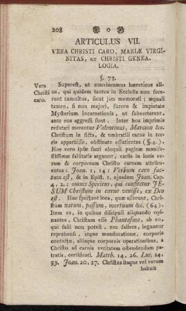 Articulus VII. Vera Christi Caro, Mariæ Virginitas, et Christi Genealogia.