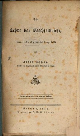 Die Lehre der Wechselbriefe, theoretisch und practisch dargestellt