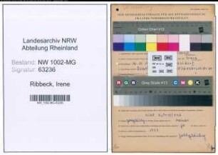 Entnazifizierung Irene Ribbeck , geb. 16.10.1916 (Dolmetscher)