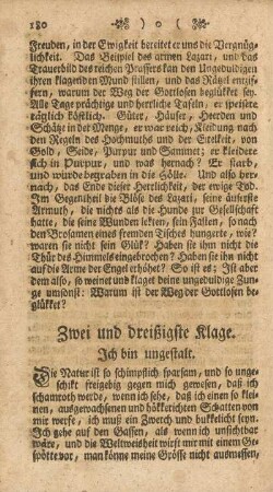 Zwei und dreißigste Klage. Ich bin ungestalt