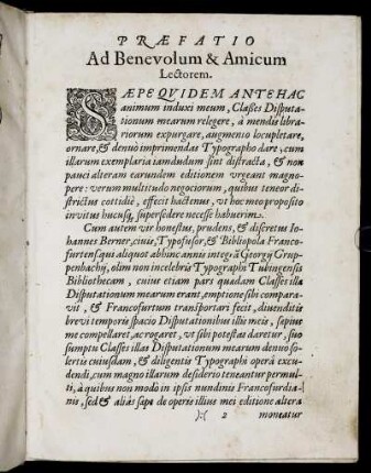 Præfatio Ad Benevolum & Amicum Lectorem.