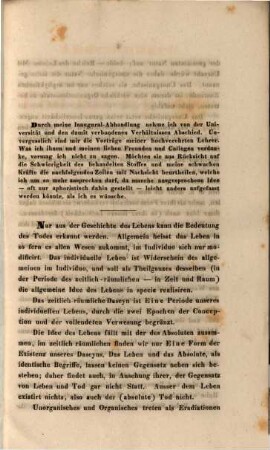 Andeutungen über den Tod als Epoche des individuellen Lebens, seine Arten und Prognose : Inaugural-Abhandlung