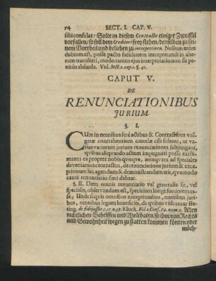 Caput V. De Renunciationibus Iurium.