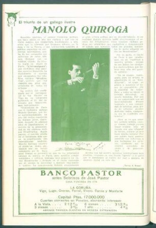 El triunfo de un gallego ilustre : Manolo Quiroga
