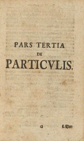 Pars Tertia De Particvlis