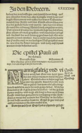 Die epistel Pauli an die Hebreer.
