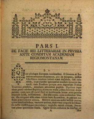Historia Litteraria Prussiae : Primis Lineis Adumbrata