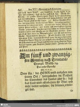 Am fünff und zwantzigsten Sonntag nach Trinitatis, Evangel. Matth. 24