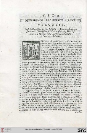 Vita di Monsignor Francesco Bianchini Veronese, […]