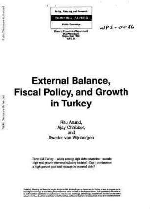 External balance, fiscal policy, and growth in Turkey