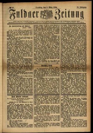 Ausgabe vom Samstag, den 03. März 1894.