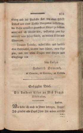 Sechzigster Brief. Sir Ambros Adler an Miß Peggy Whitaker.