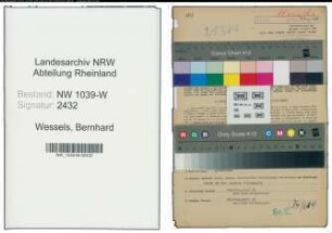 Entnazifizierung Bernhard Wessels , geb. 07.07.1894 (Amtsrentmeister)