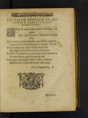 Ad Virum Nobilem et Doctrina Praestantem Arnoldum de Reyger.