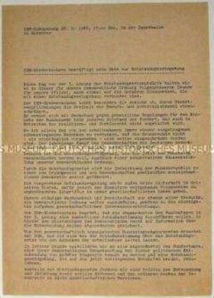 Hektografiertes Flugblatt des DGB zur Ablehnung der Notstandsgesetze
