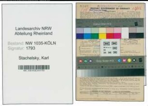 Entnazifizierung Karl Von Stachelsky , geb. 11.11.1902 (Steiger)