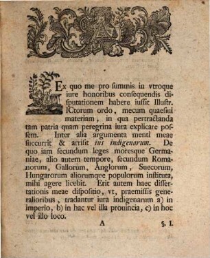D. Ioannis Rvdolphi Engav ... Dissertatio ivridica de ivribvs indigenarvm Germaniae, von den Rechten der Eingebohrnen Teutschlandes