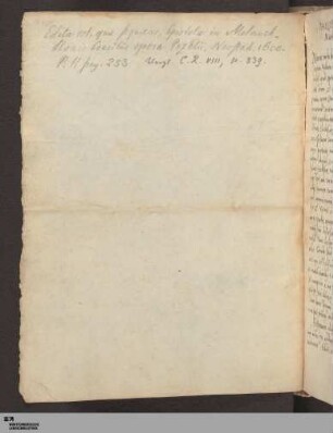 18. Melanchthoniana: 1. Melanchthonis epistola ad Matth. Flacium d. d. 4. Sept. 1556. 2. Werneri pastoris Barbiensis epistola ad Melanchthonem d. d. 9. Dec. 1556 cum hujus responsione d. d. 4. Jan. 1557. 3. Idyllion de Philomela Jo. Lottichii aeditum (ut fertur) a Phil. Melanchthone. 4. Elegia Jo. Stigelii de fortitudine et magnanimitate Melanchthonis. 5. Epistola Melanchthonis ad Joachimum principem Anhaldinum (defekt)