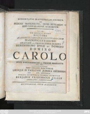 Dissertatio Inauguralis Juridica De Pignore Privilegiato, Quod Mutuando Ad Rem Comparandam Acquiritur