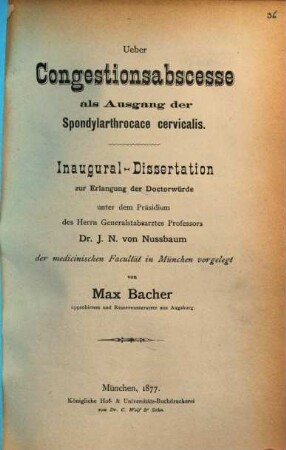 Ueber Congestionsabscesse als Ausgang der Spondylarthrocace cervicalis