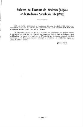 531, Archives de l'Institut de Médecine Légale et de Médecine Sociale de Lille (1963)