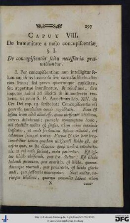 Caput VIII. De immunitate a malo concupiscentiae.