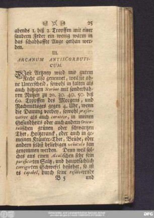 III. Arcanum Antiscorbuticum.