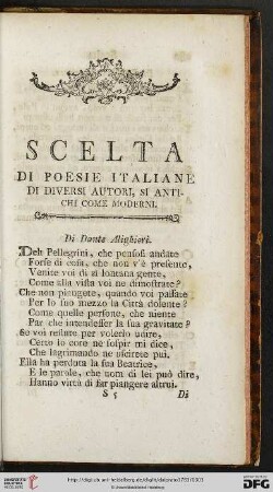 Scelta di poesie italiane di diversi autori, si antichi come moderni