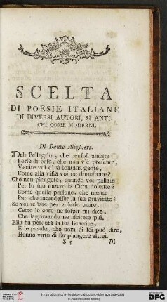 Scelta di poesie italiane di diversi autori, si antichi come moderni