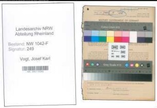 Entnazifizierung Josef Karl Vogt , geb. 20.08.1905 (Zollangestellter)