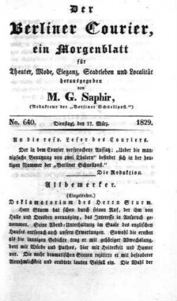 No. 640., Dienstag, den 17. März 1829