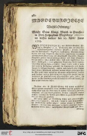 Magdeburgische Wechsel=Ordnung