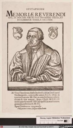 Bildnis Veit Dietrich (lat. Vitus Theodorus od. Theodoricus)