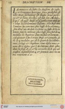 Description l'ordre dorique