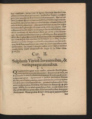 Cap. II. De Suplhuris Vitrioli Inventoribus, & variis praeparationibus.