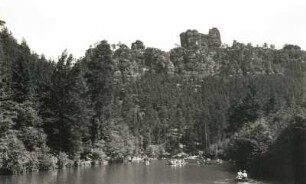 Sächsische Schweiz, Rathener Gebiet. Amselsee gegen Lokomotive